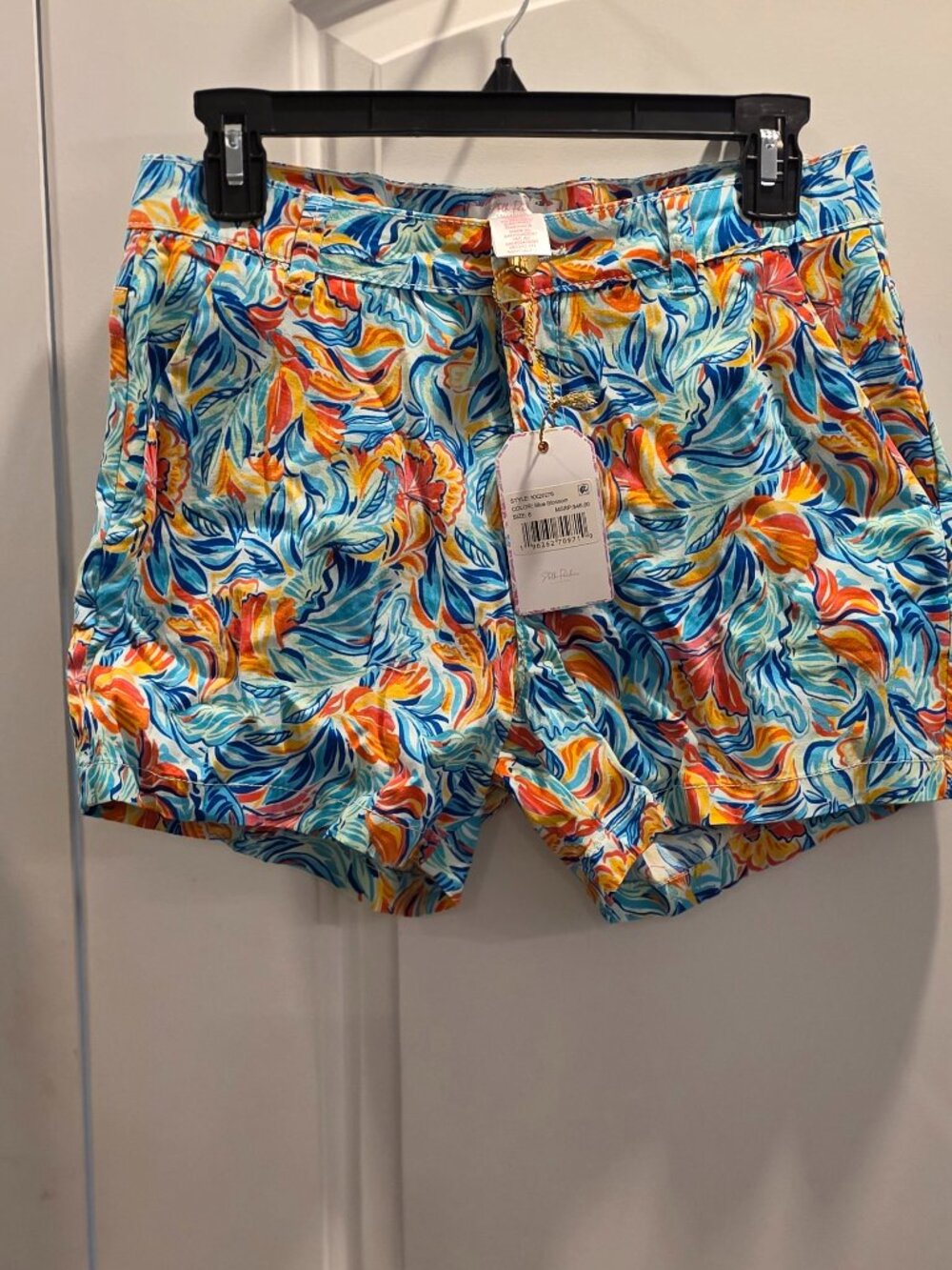 NWT Stella Parker Blue Blossom Tropical Chino Shorts 6